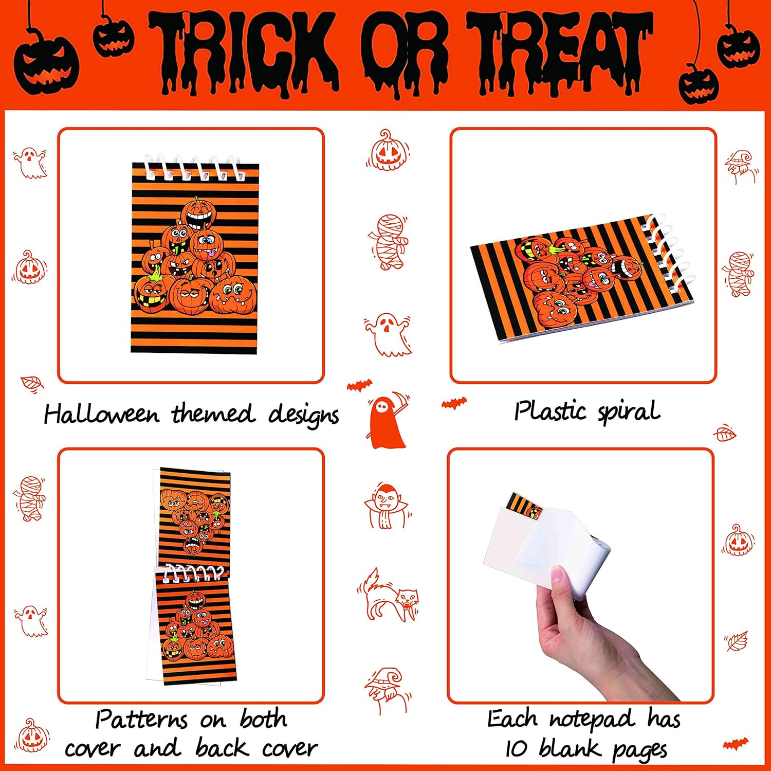90shine 60PCS Halloween Notepads Party Favors for Kids