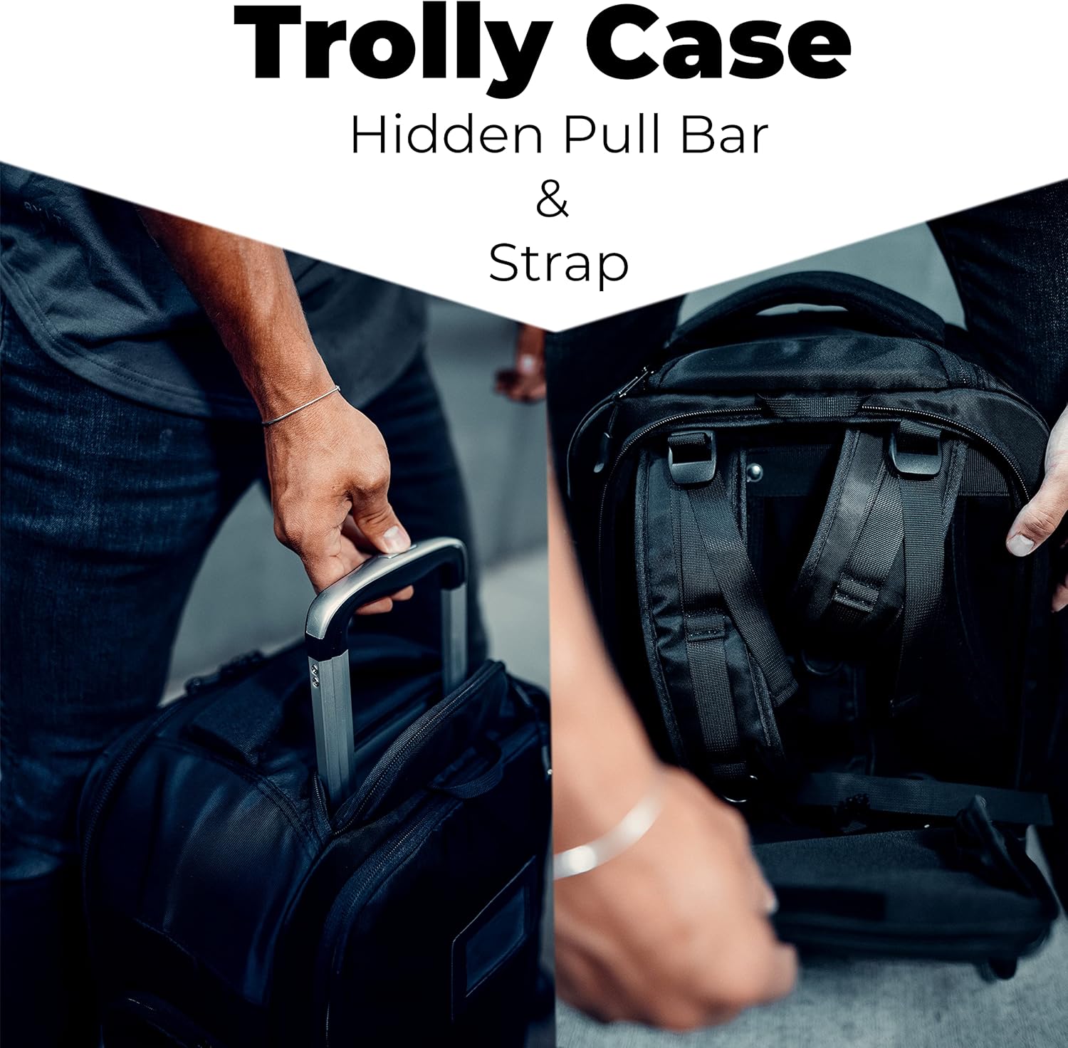Wheeled Camera Backpack 20 with Telescoping Handle and Detachable Compartments