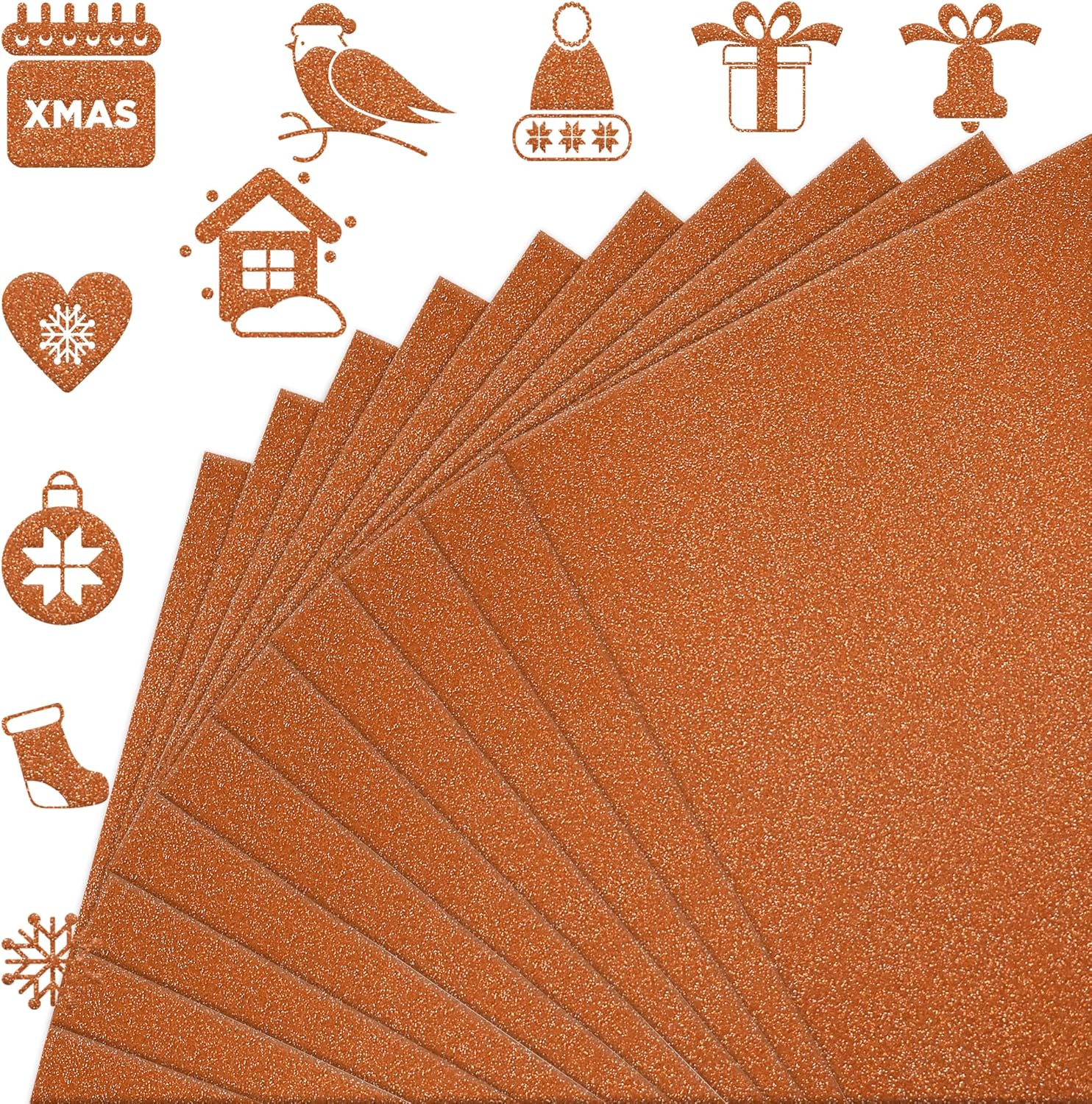 FEILIBAY 20 Sheets Orange Glitter Cardstock Paper A4 Size