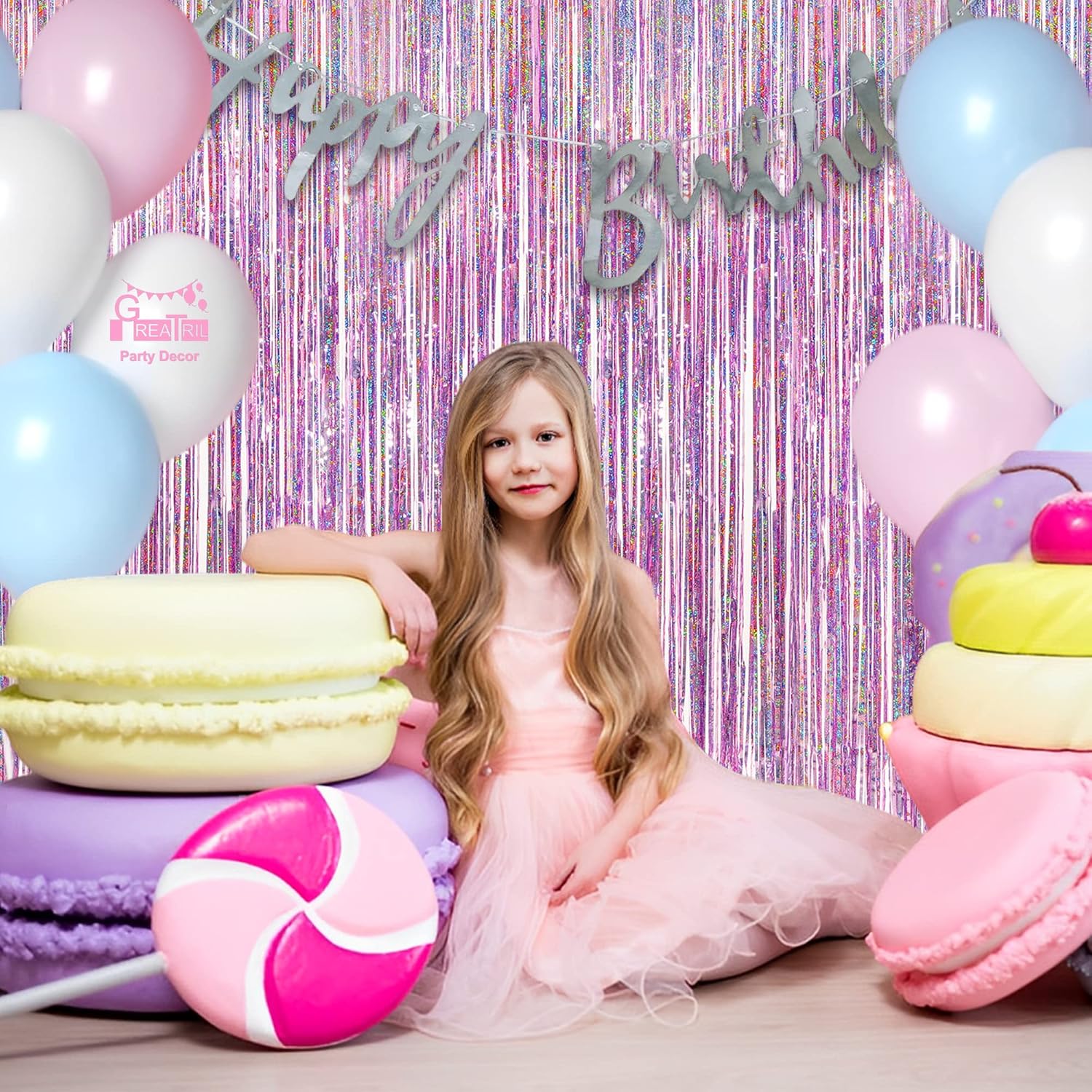 Pink Tinsel Curtain Party Backdrop - 2 Packs