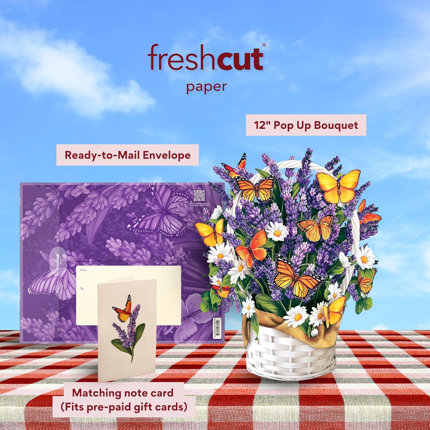 Freshcut Paper Pop Up Cards Lavender Butterflies