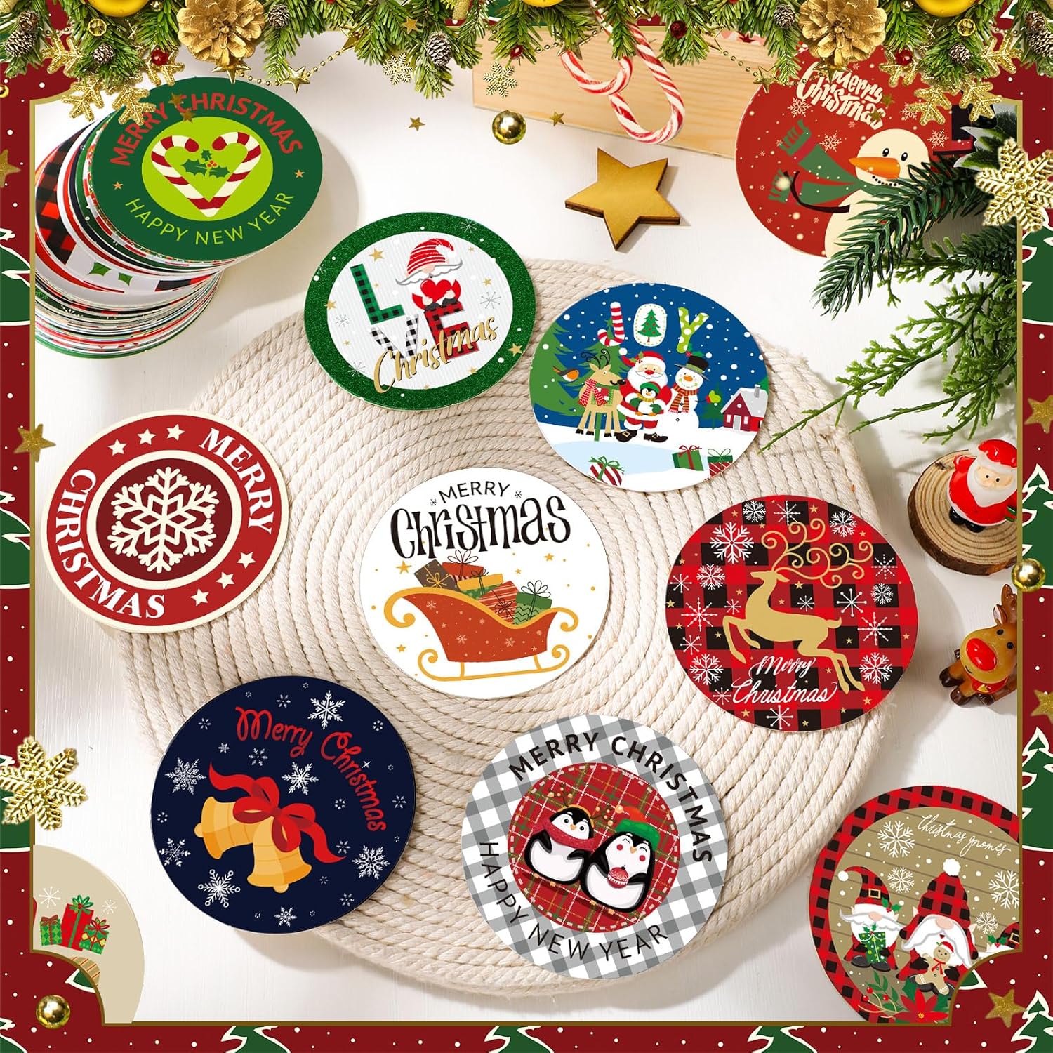 Harloon 120 Pcs 3 Inch Christmas Cutouts with 60 Styles