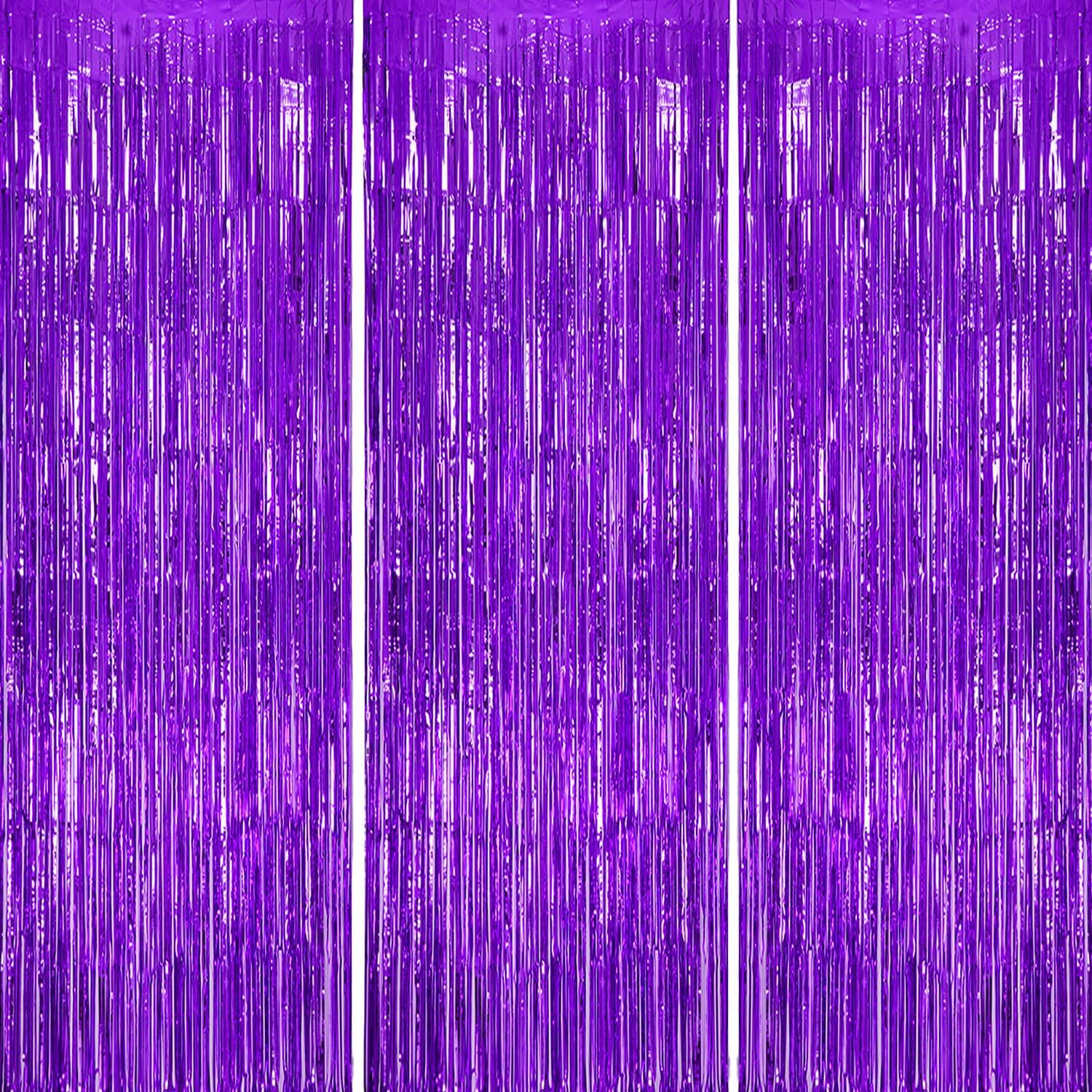 3 Pack Foil Fringe Curtains for Party Backdrop