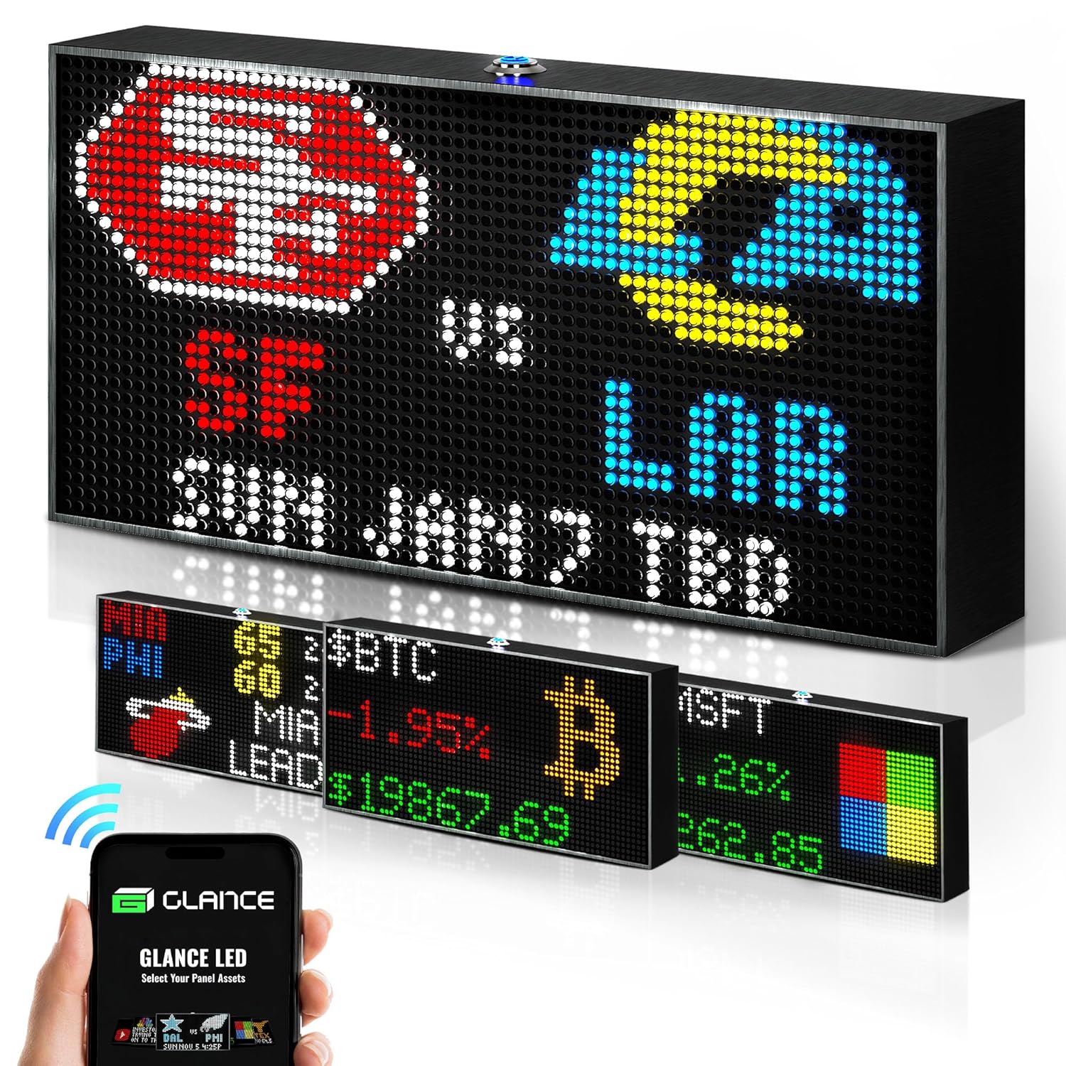 Glance LED Ticker Display - 8x4 Customizable Real Time Monitor