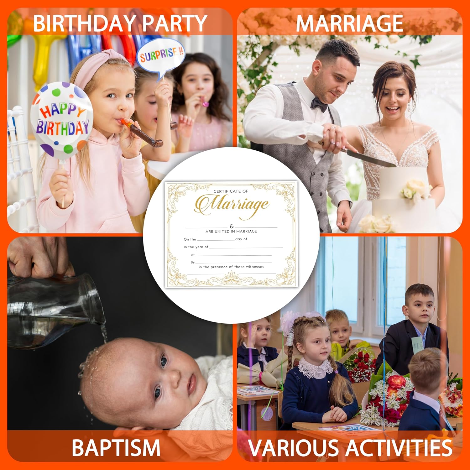 Marriage Certificates for Newlyweds 25Pcs Gold Foil Edges