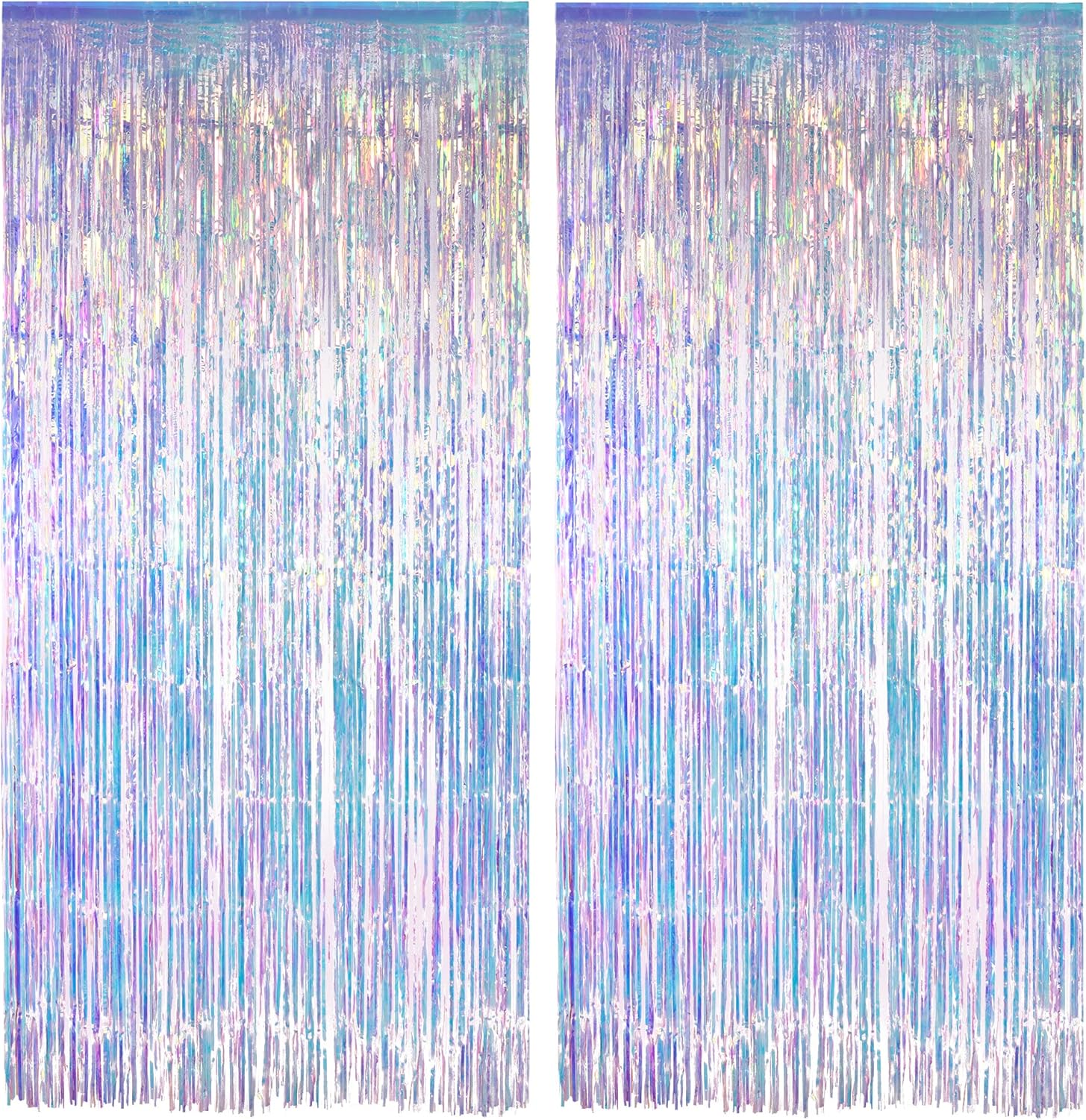 GREATRIL Iridescent Party Streamers Backdrop 2 PCS