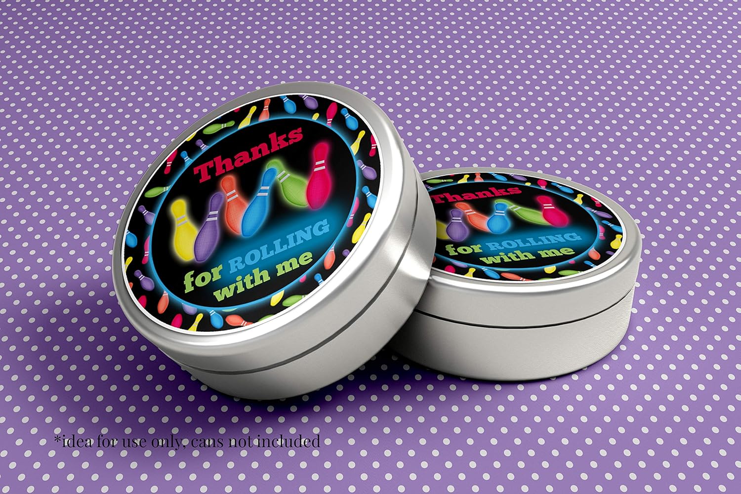 Cosmic Glow Bowling Sticker Labels for Kids
