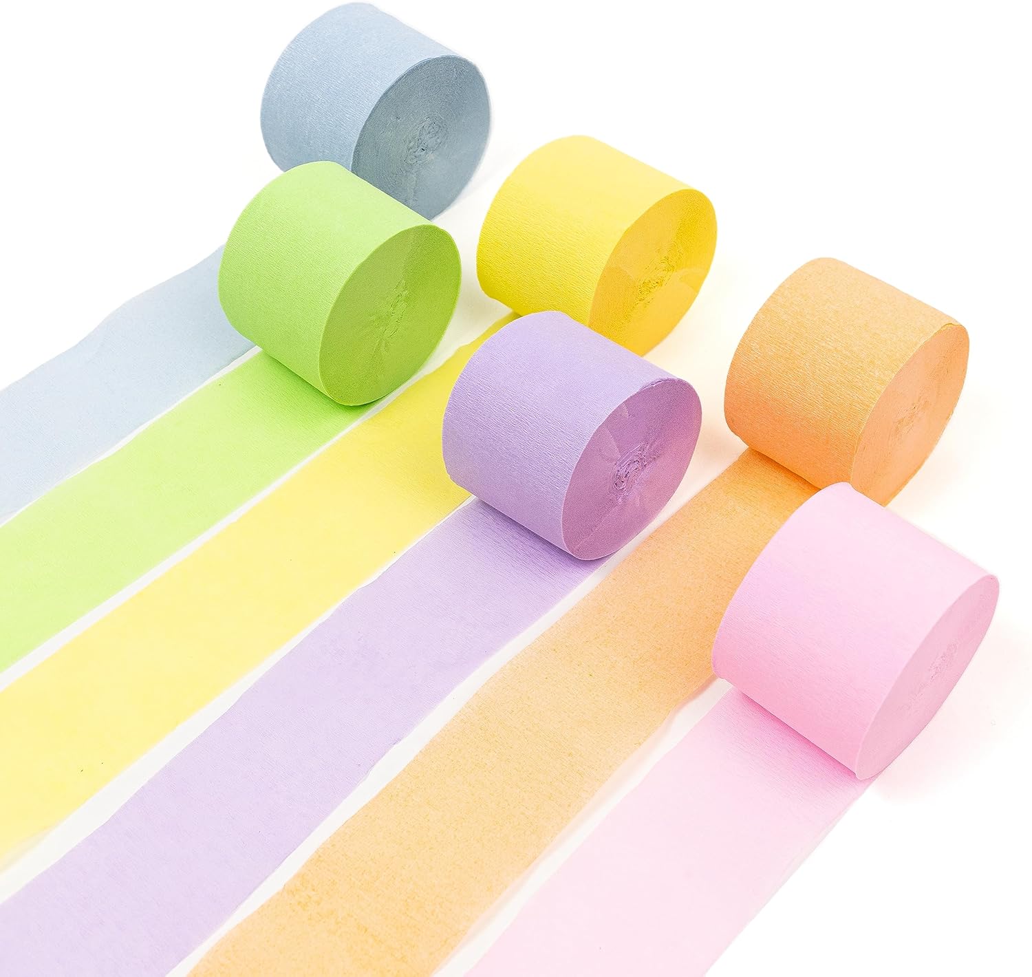 HOUSE OF PARTY Pastel Crepe Paper Streamers - 6 Rolls 492ft Total