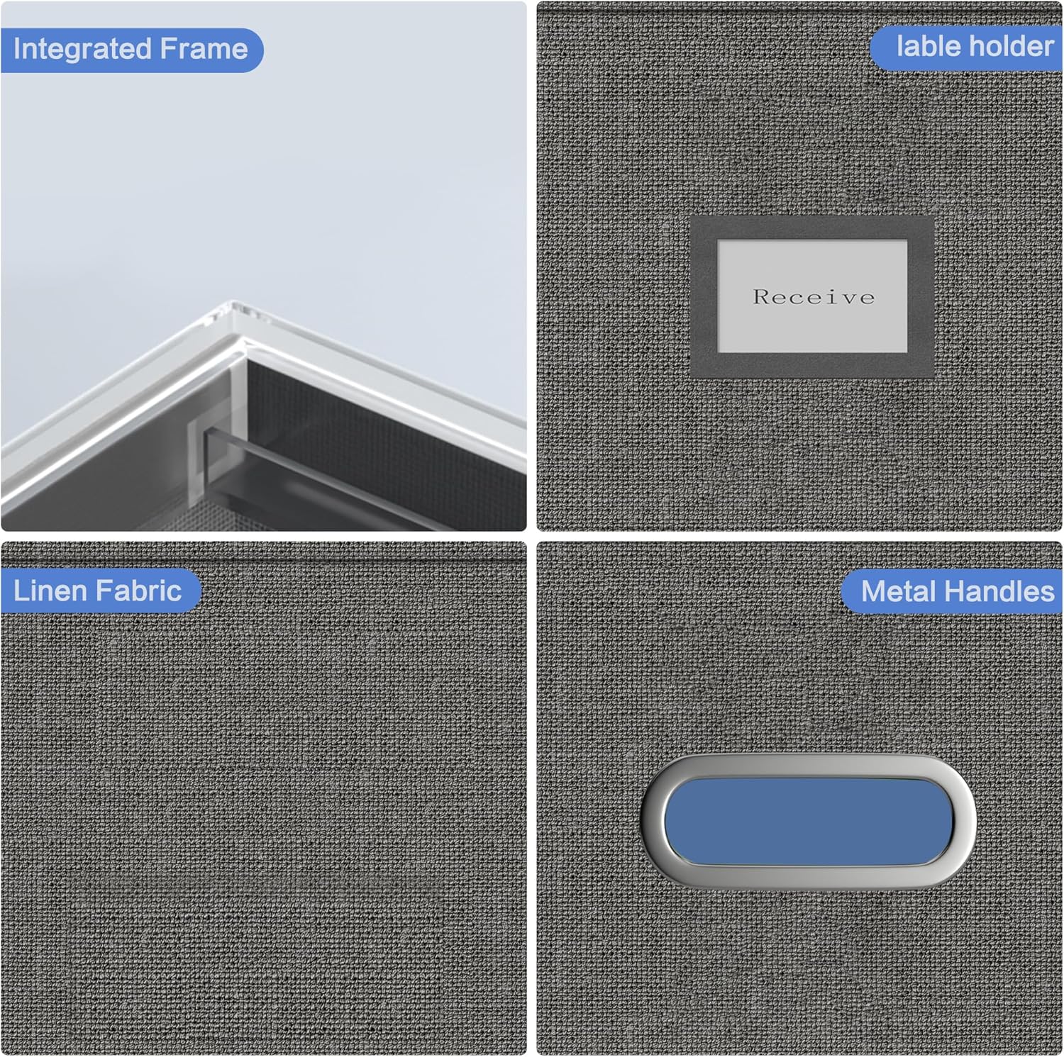 3-Pack File Organizer Box with Lid and Hanging Folders - Grey