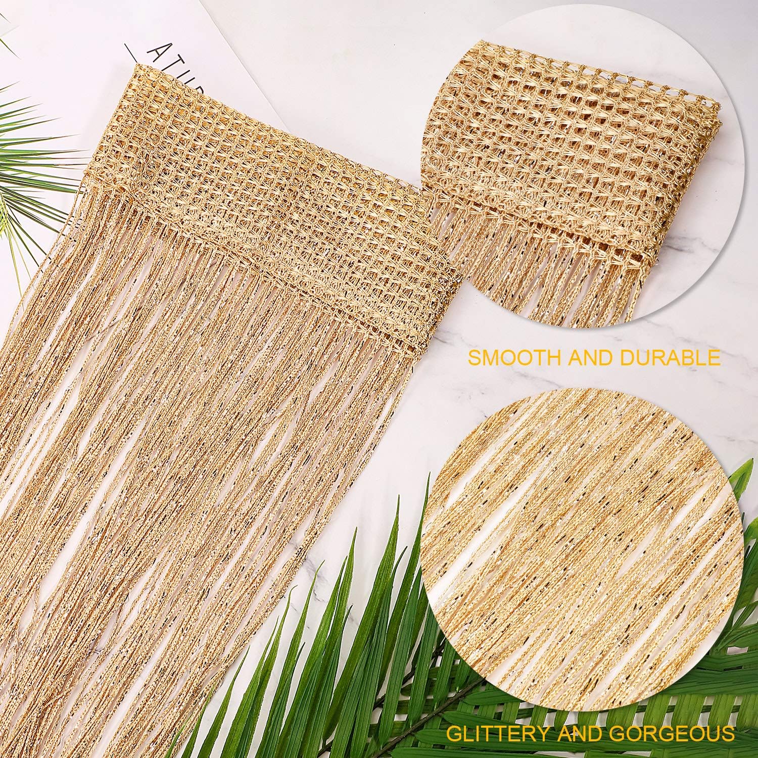 WILLBOND 4 Pcs Glitter String Curtains with Fringe