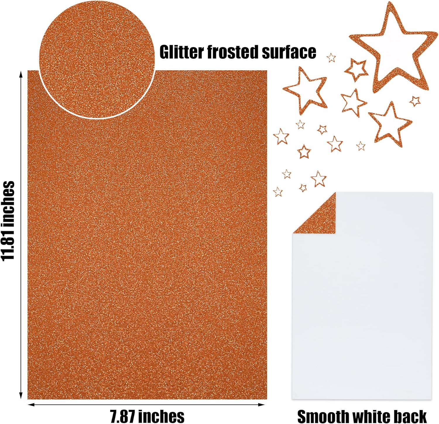 FEILIBAY 20 Sheets Orange Glitter Cardstock Paper A4 Size