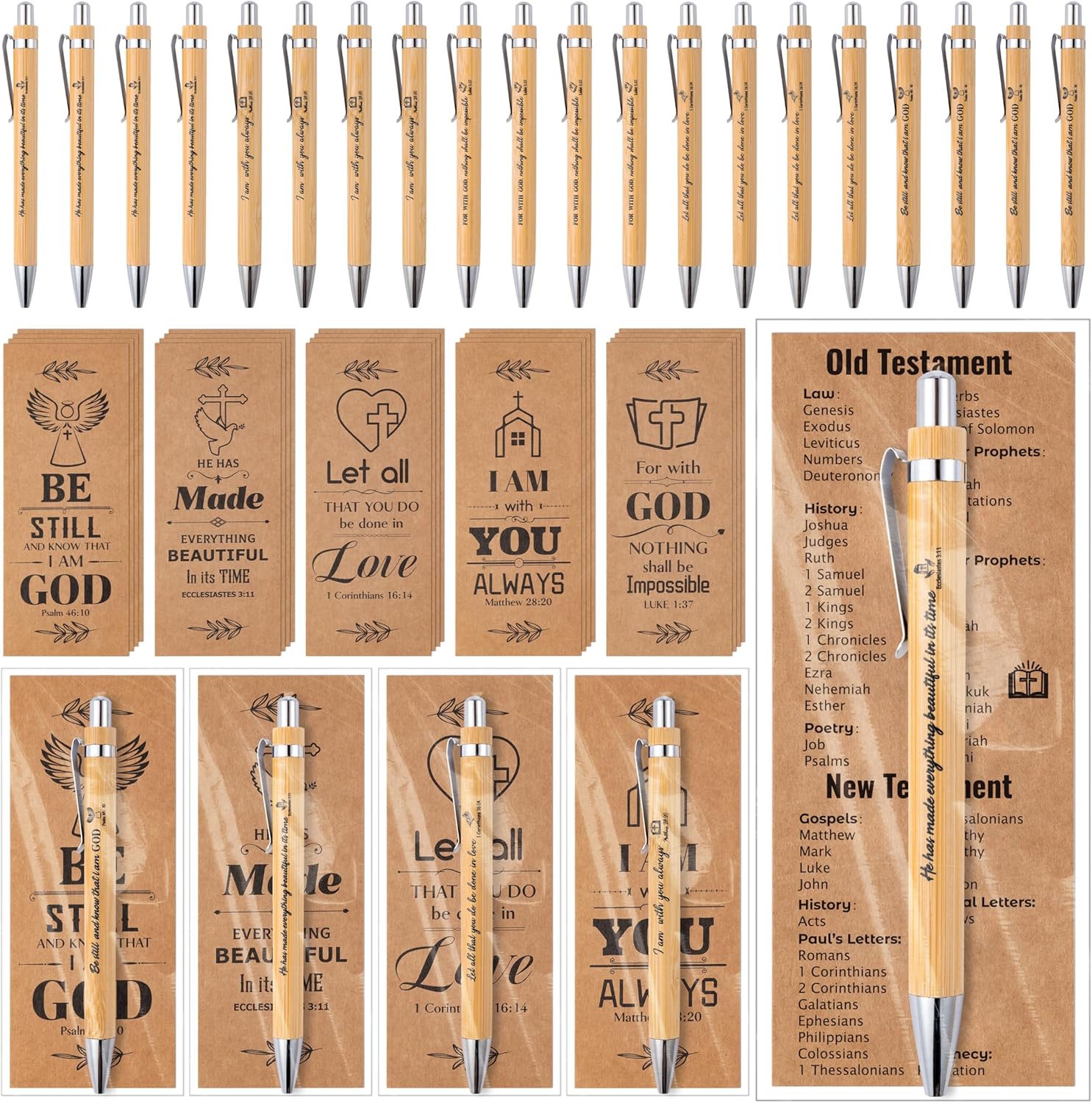 Haooryx Christian Bible Pen Bookmark Set 20 Pieces