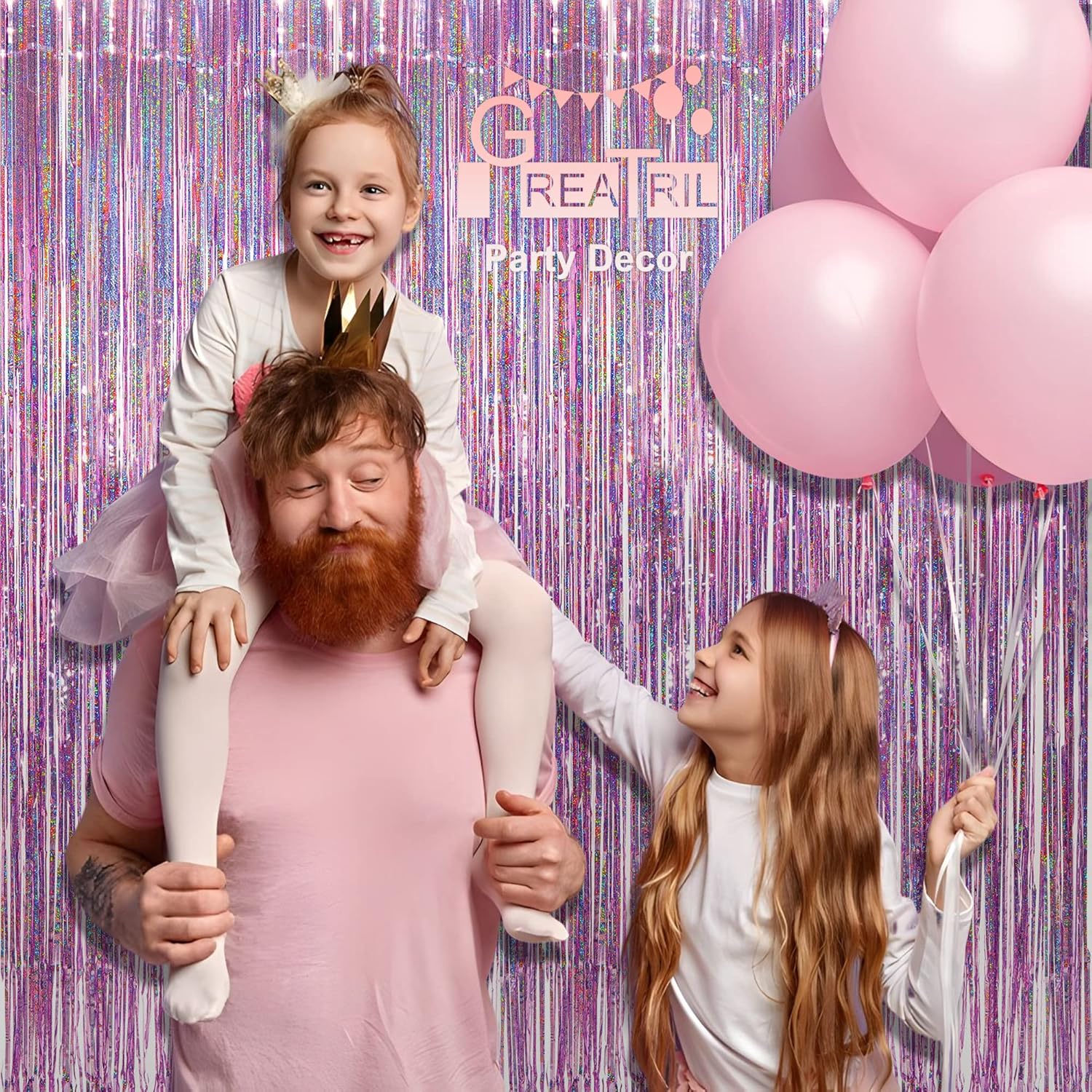 Pink Tinsel Curtain Party Backdrop - 2 Packs