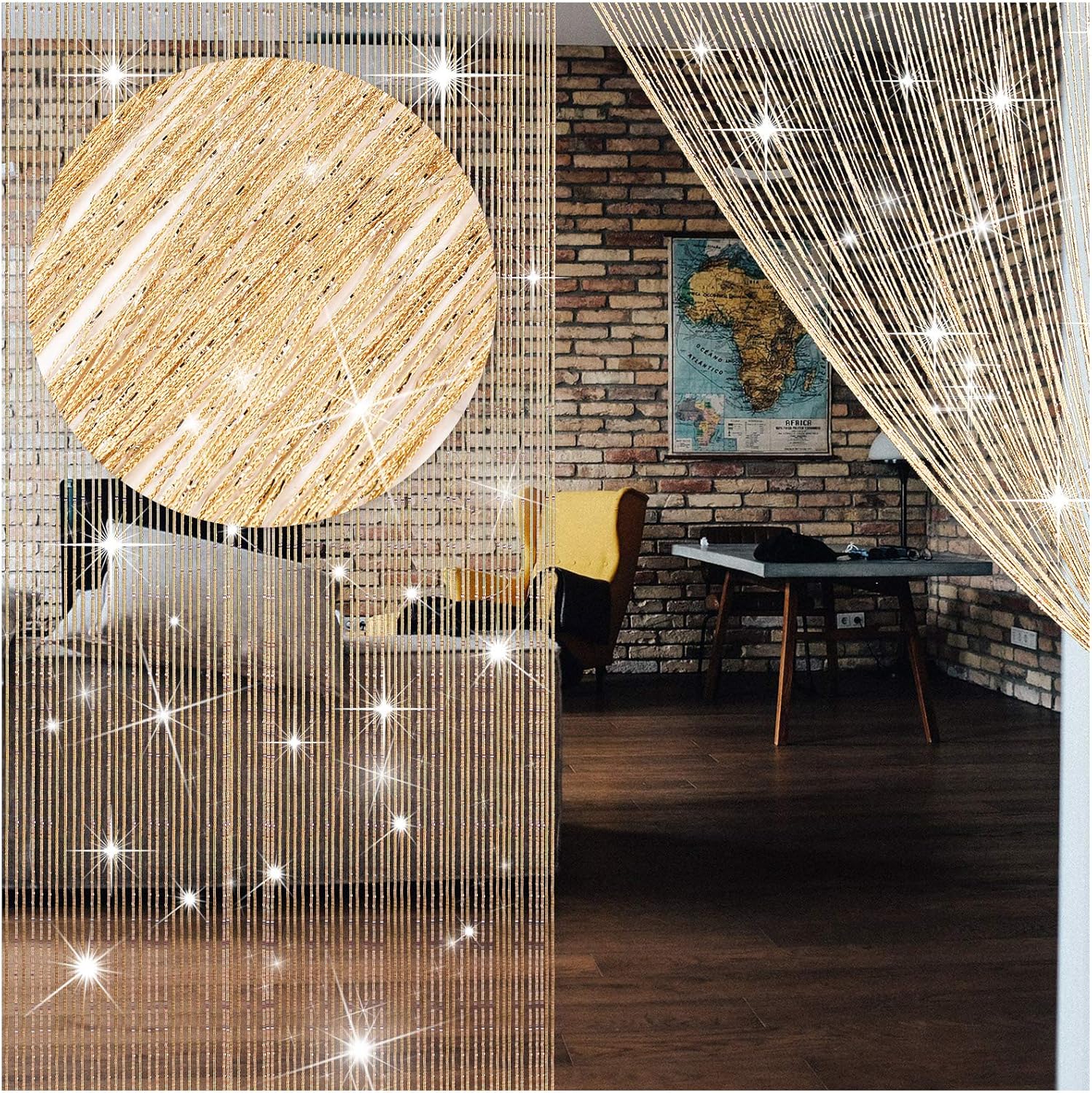 WILLBOND 4 Pcs Glitter String Curtains with Fringe