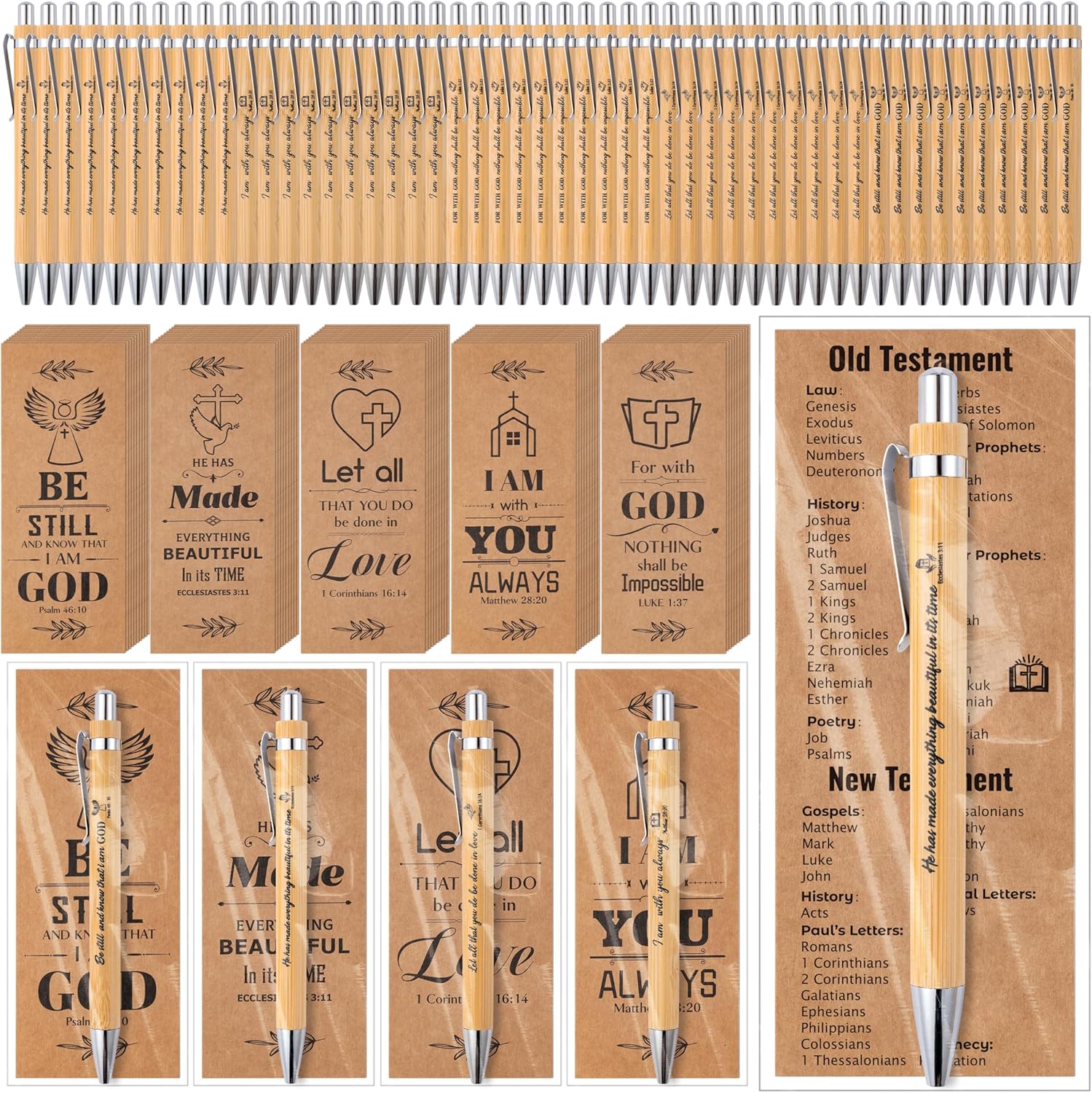 Haooryx Christian Bible Verse Bamboo Bookmark Set