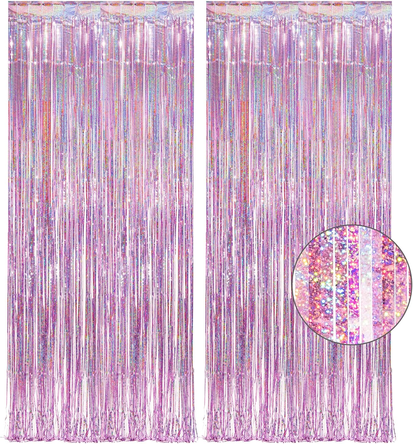 Pink Tinsel Curtain Party Backdrop - 2 Packs